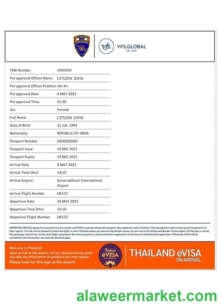 THAILAND e-visa